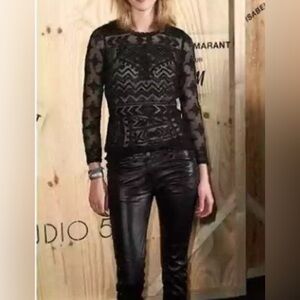Isabel Marant x H&M Black Embroidered Lace Sheer Mesh Long Sleeve Shirt  Top 6